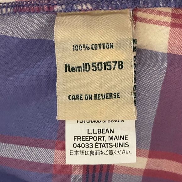 L.L. Bean Purple Plaid Long Sleeve Button Front Shirt Size XL - Picture 6 of 7